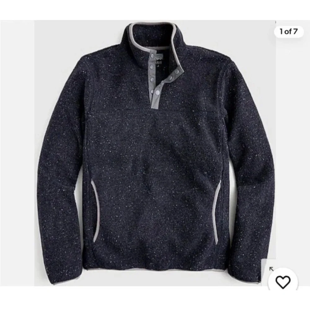 J Crew Nordic Mockneck Pullover Sherpa Fleece Navy Blue Pullover Size Large NWT